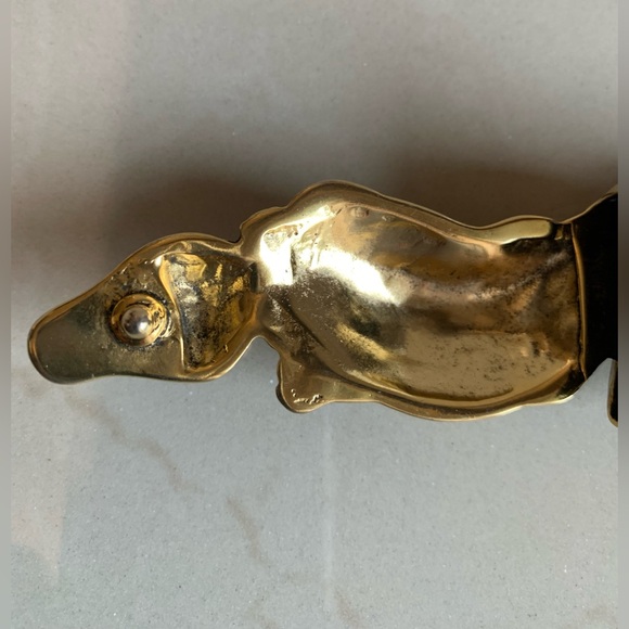 “RARE” CARLISE LEATHER BELT WITH METAL ALLIGATOR BUCKLE - MEDIUM - Picture 5 of 11